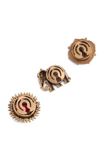 Cosa Nostraa_Gold Surya Shakti Combo Button Covers - Set Of 3 _Online_at_Aza_Fashions