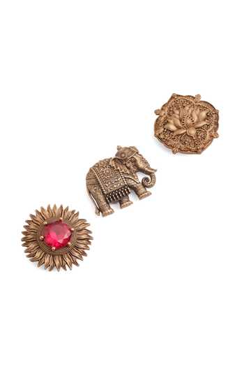 Shop_Cosa Nostraa_Gold Surya Shakti Combo Button Covers - Set Of 3 _Online_at_Aza_Fashions