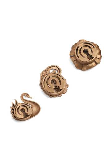 Cosa Nostraa_Gold Regal Bloom Combo Button Covers - Set Of 3 _Online_at_Aza_Fashions