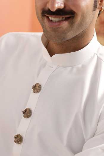 Cosa Nostraa_Gold Superb Simba Button Covers - Set Of 3 _at_Aza_Fashions