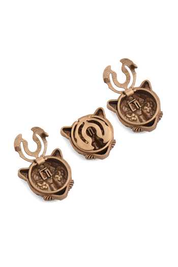 Buy_Cosa Nostraa_Gold Regal Panther Emblem Button Covers - Set Of 3 _Online_at_Aza_Fashions