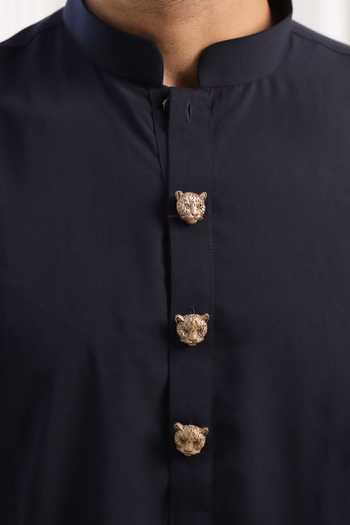 Cosa Nostraa_Gold Regal Panther Emblem Button Covers - Set Of 3 _at_Aza_Fashions