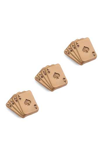 Cosa Nostraa_Gold Aces Rule Button Covers - Set Of 3 _Online_at_Aza_Fashions