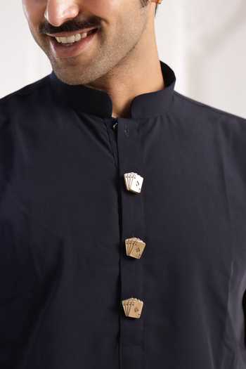 Shop_Cosa Nostraa_Gold Aces Rule Button Covers - Set Of 3 _Online_at_Aza_Fashions