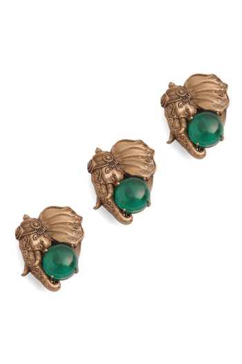 Buy_Cosa Nostraa_Gold Emerald Gajraj Button Covers - Set Of 3 _Online_at_Aza_Fashions