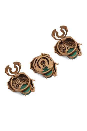 Shop_Cosa Nostraa_Gold Emerald Gajraj Button Covers - Set Of 3 _Online_at_Aza_Fashions