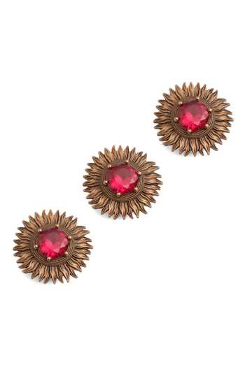Cosa Nostraa_Gold The Bloomed Sunflower Button Covers - Set Of 3 _Online_at_Aza_Fashions
