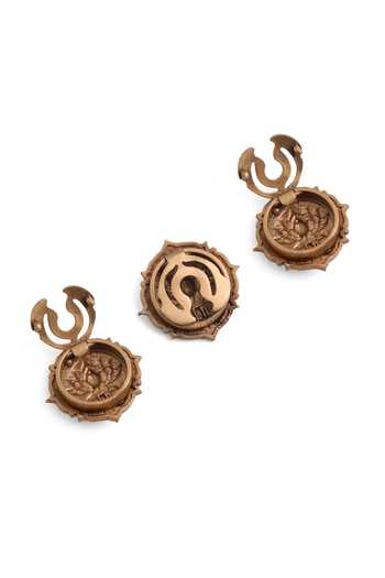 Cosa Nostraa_Gold Iconic Lotus Button Covers - Set Of 3 _Online_at_Aza_Fashions