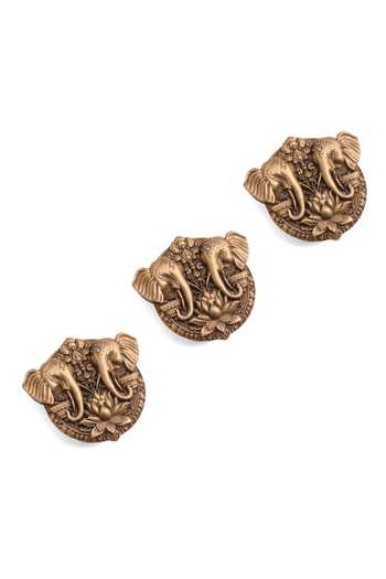 Cosa Nostraa_Gold Royal Wild Button Covers - Set Of 3 _Online_at_Aza_Fashions