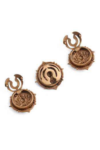 Cosa Nostraa_Gold The Lotus Majesty Button Covers - Set Of 3 _Online_at_Aza_Fashions