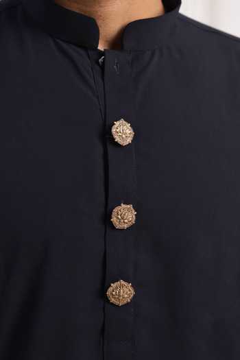 Buy_Cosa Nostraa_Gold The Lotus Majesty Button Covers - Set Of 3 _Online_at_Aza_Fashions