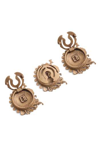 Cosa Nostraa_Gold Royal Peacock Button Covers - Set Of 3 _Online_at_Aza_Fashions