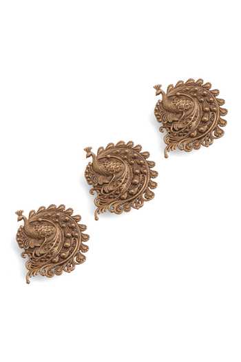 Buy_Cosa Nostraa_Gold Royal Peacock Button Covers - Set Of 3 _Online_at_Aza_Fashions