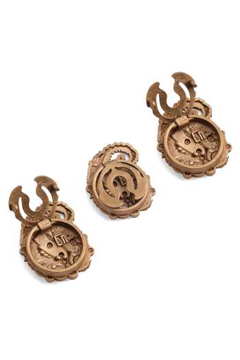 Cosa Nostraa_Gold Floral Paisley Crest Button Covers - Set Of 3 _Online_at_Aza_Fashions