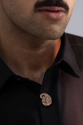 Buy_Cosa Nostraa_Gold Floral Paisley Crest Button Covers - Set Of 3 _Online_at_Aza_Fashions