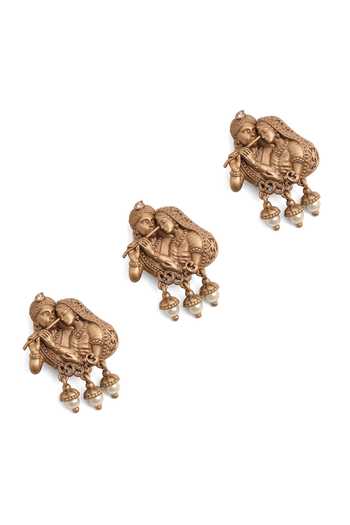 Cosa Nostraa_Gold Radha Krishna Ras Button Covers - Set Of 3 _Online_at_Aza_Fashions