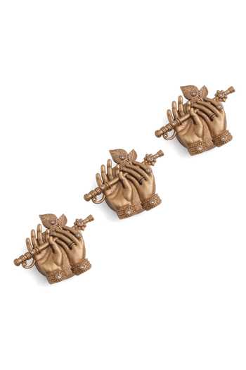 Cosa Nostraa_Gold Divine Flute Button Covers - Set Of 3 _Online_at_Aza_Fashions