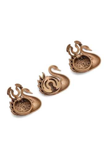 Cosa Nostraa_Gold Regal Swan Crest Button Covers - Set Of 3 _Online_at_Aza_Fashions