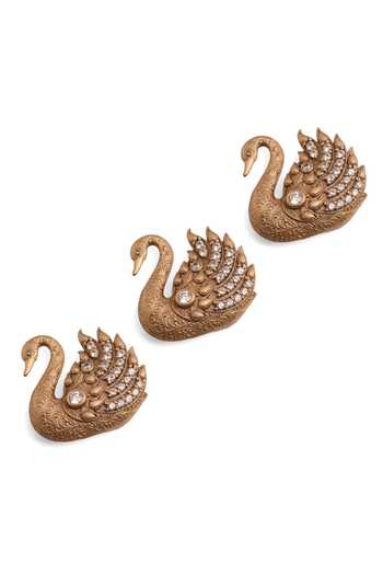 Buy_Cosa Nostraa_Gold Regal Swan Crest Button Covers - Set Of 3 _Online_at_Aza_Fashions