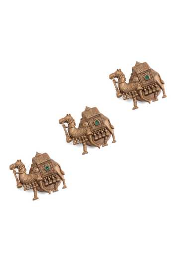 Buy_Cosa Nostraa_Gold Royal Camel Crest Button Covers - Set Of 3 _Online_at_Aza_Fashions