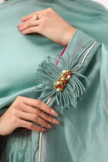 Shop_Ruchi Marodia_Green Chanderi Round Neck Shami Whisper Kurta Set 
