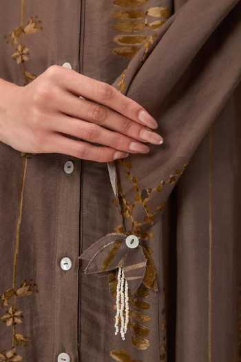 Ruchi Marodia_Brown Chanderi V-neck, Yes Printed Kurta Set _Online_at_Aza_Fashions