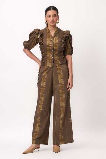 Ruchi Marodia Stripe Print Ruffle Top & Pant Set 