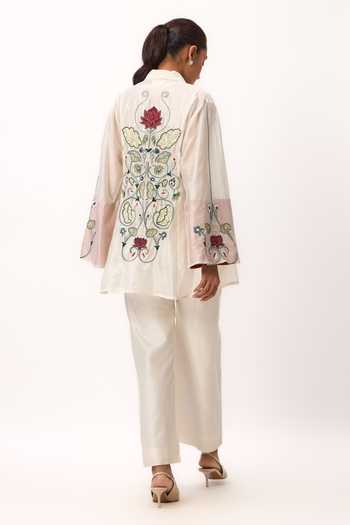 Ruchi Marodia Lotus Placement Embroidered Shirt & Pant Set 