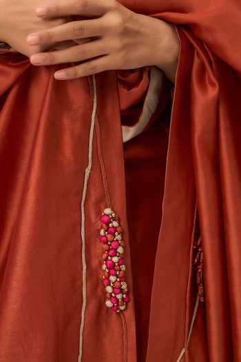Buy_Ruchi Marodia_Orange Chanderi Mandarin Collar Shami Whisper Kurta Set 