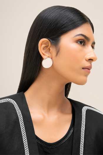 Buy_Ampm_Black Linen Open Neck Vivia Faux Leather Outlined Jacket 