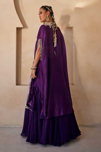 Anu Pellakuru Vanya Embroidered Cape Skirt Set 