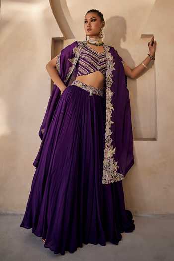 Anu Pellakuru Vanya Embroidered Cape Skirt Set 