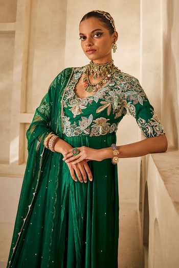 Buy Anu Pellakuru Emerald Green , Chiffon, Organza, Chinon, Net Mehra Anarkali Set Online at Aza Fashions Buy_Anu Pellakuru_Emerald Green , Chiffon, Organza, Chinon, Net Mehra Anarkali Set _Online_at_Aza_Fashions