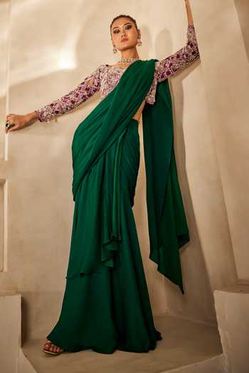 Anu Pellakuru Rooh Pre-Draped Saree With Embroidered Blouse 