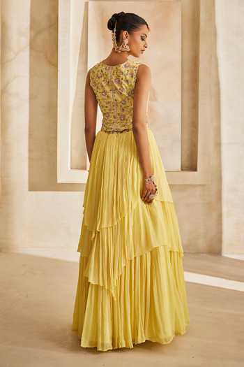 Anu Pellakuru Kanak Embroidered Corset & Layered Lehenga Set 