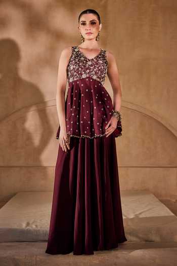 Anu Pellakuru Viraasat Embroidered Peplum Kurta & Palazzo Set