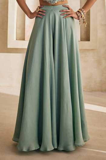 Anu Pellakuru Blue Silk, Satin, Chiffon V-neck Saaz Embroidered Waistcoat And Palazzo Set Online at Aza Fashions Anu Pellakuru_Blue Silk, Satin, Chiffon V-neck Saaz Embroidered Waistcoat And Palazzo Set _Online_at_Aza_Fashions