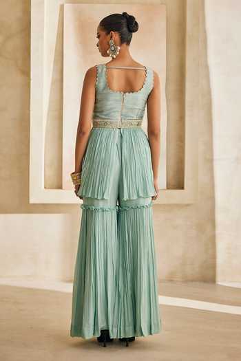 Anu Pellakuru Vaani Embroidered Peplum Kurta & Sharara Set 