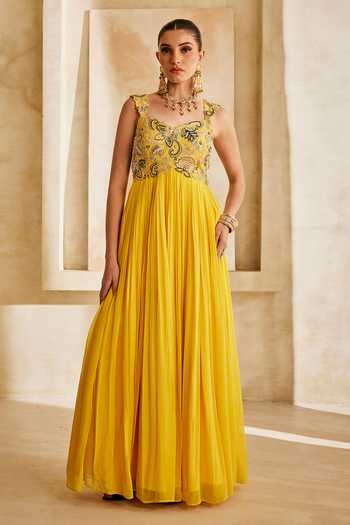 Anu Pellakuru Noor Embroidered Pleated Gown 
