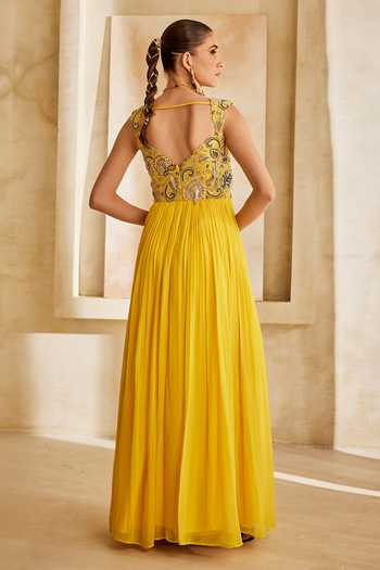 Anu Pellakuru Noor Embroidered Pleated Gown 