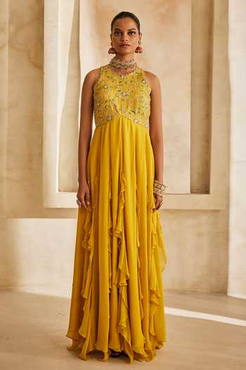 Anu Pellakuru Aarini Embroidered Ruffled Gown 