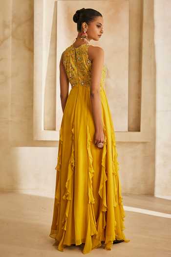 Anu Pellakuru Aarini Embroidered Ruffled Gown 