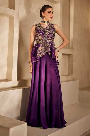 Anu Pellakuru Varnika Embroidered Peplum Top & Palazzo Set 