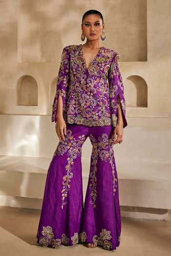 Anu Pellakuru Rajsi Embroidered Jacket & Gharara Set 