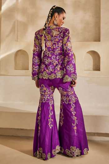 Anu Pellakuru Rajsi Embroidered Jacket & Gharara Set 
