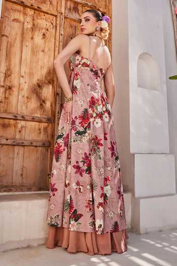 Anu Pellakuru Saanjh Foral Print Slit Anarkali & Palazzo Set 