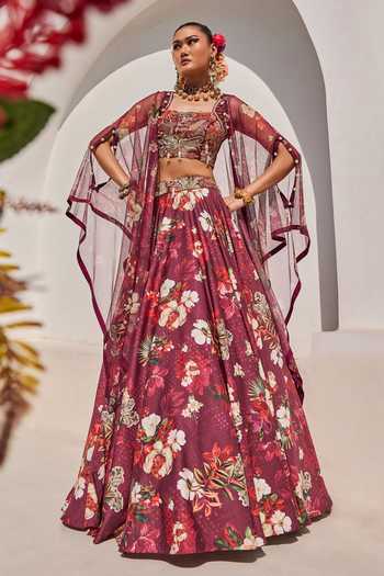 Anu Pellakuru Zehra Printed Lehenga Set With Cape 