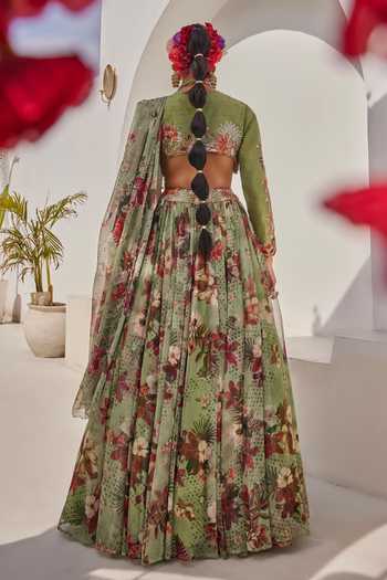 Anu Pellakuru Sufi Floral Print Lehenga Set 