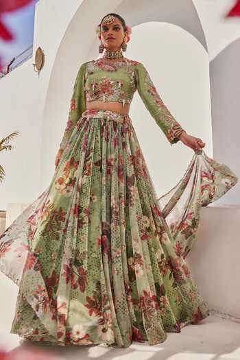 Anu Pellakuru Sufi Floral Print Lehenga Set 