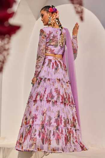 Anu Pellakuru Meher Floral Print Tiered Lehenga Set 